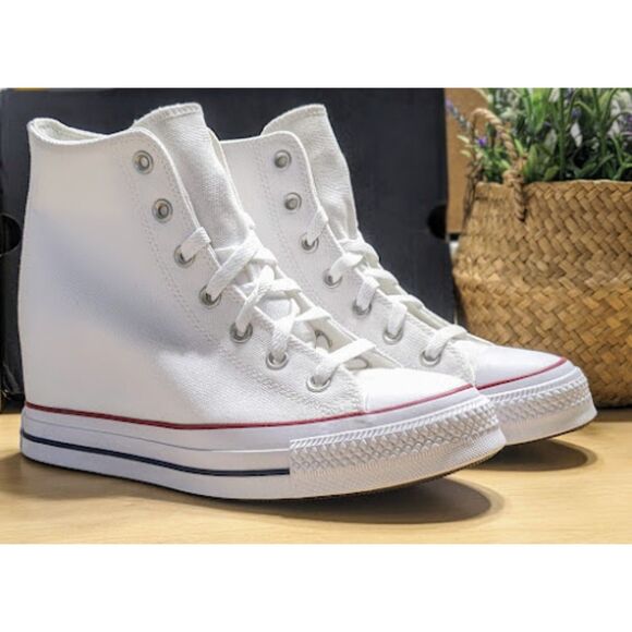 Converse Chuck Taylor All Star White Wedge Platform Hi Top Shoes Women's 9.5 NIB - Picture 1 of 14